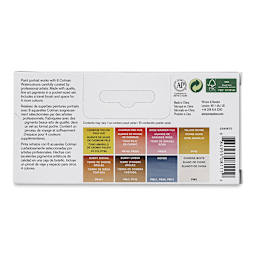 Winsor & Newton Cotman Watercolor Set - Portrait Pocket Set, Set of 8, Half Pans (Back of packaging)