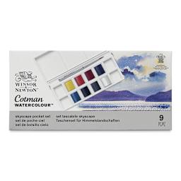 Winsor & Newton Cotman Watercolor Set - Skyscape Pocket Set, Set of 8, Half Pans (Front of packaging)