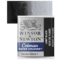 Winsor & Newton Cotman Watercolor Half Pan - Lamp Black and swatch
