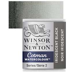 Winsor & Newton Cotman Watercolor - Iridescent Black, Half Pan and swatch