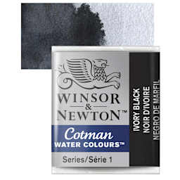 Winsor & Newton Cotman Watercolor Half Pan - Ivory Black and swatch