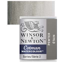 Winsor & Newton Cotman Watercolor - Pewter, Half Pan and swatch