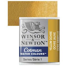 Winsor & Newton Cotman Watercolor Half Pan - Yellow Ochre and swatch