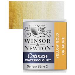 Winsor & Newton Cotman Watercolor Half Pan - Yellow Gold and swatch