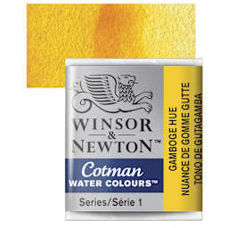 Winsor & Newton Cotman Watercolor Half Pan - Gamboge Hue and swatch