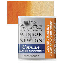 Winsor & Newton Cotman Watercolor Half Pan - Cadmium Orange Hue and swatch
