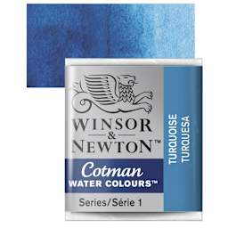 Winsor & Newton Cotman Watercolor Half Pan - Turquoise and swatch