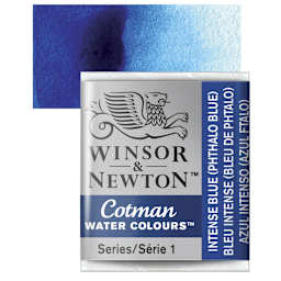 Winsor & Newton Cotman Watercolor Half Pan - Intense Blue and swatch