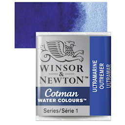 Winsor & Newton Cotman Watercolor Half Pan - Ultramarine and swatch