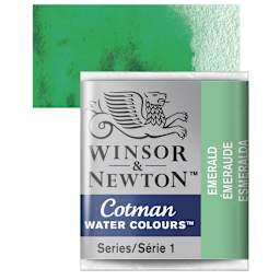 Winsor & Newton Cotman Watercolor Half Pan - Emerald and swatch