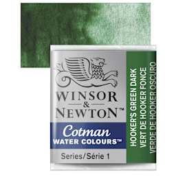 Winsor & Newton Cotman Watercolor Half Pan - Hookers Green Dark and swatch