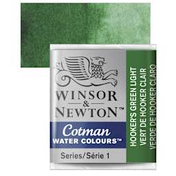 Winsor & Newton Cotman Watercolor Half Pan - Hookers Green Light and swatch