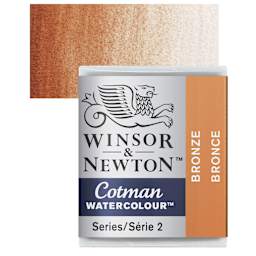 Winsor & Newton Cotman Watercolor Half Pan - Bronze and swatch