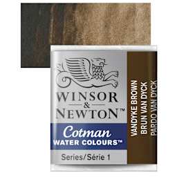 Winsor & Newton Cotman Watercolor Half Pan - Vandyke Brown and swatch