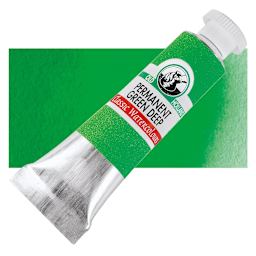 Old Holland Classic Artist Watercolor - Permanent Green Deep, 6 ml tube and swatch