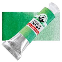 Old Holland Classic Artist Watercolor - Cadmium Green Deep, 6 ml tube and swatch