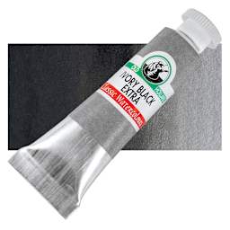 Old Holland Classic Artist Watercolor - Ivory Black Extra, 6 ml tube and swatch