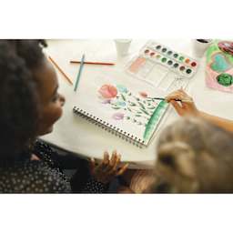 Prang Washable Watercolors - Set of 16, Assorted Colors, Oval Pans, on desk