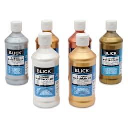 Blick Liquid Watercolors - Set of 6, Metallic Colors, 8 oz bottles