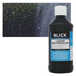 Blick Liquid Watercolors - Glitter Black, 8 oz bottle and swatch