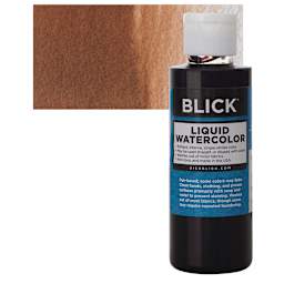 Blick Liquid Watercolor - Brown, 4 oz bottle and swatch