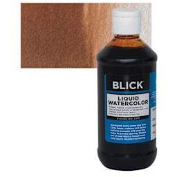 Blick Liquid Watercolor - Brown, 8 oz bottle and swatch