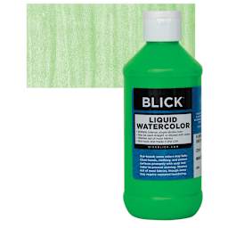 Blick Liquid Watercolor - Fluorescent Green, 8 oz bottle and swatch
