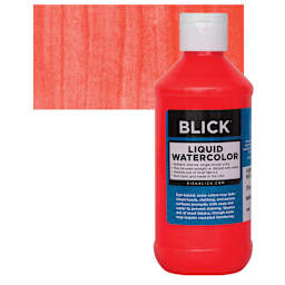 Blick Liquid Watercolor - Fluorescent Red, 8 oz bottle and swatch