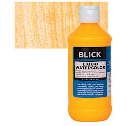 Blick Liquid Watercolor - Fluorescent Yellow Orange, 8 oz bottle and swatch