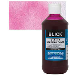 Blick Liquid Watercolor - Pink, 8 oz bottle and swatch