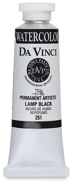 Da Vinci Artists' Permanent Watercolor - Lamp Black, 37 ml tube