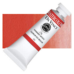 Da Vinci Artists' Permanent Watercolor - Cadmium Red Medium, 37 ml tube and swatch