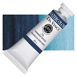 Da Vinci Artists' Permanent Watercolor - Prussian Blue (Green Shade), 37 ml tube and swatch