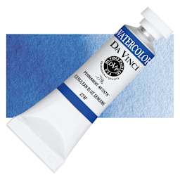 Da Vinci Artists' Permanent Watercolor - Cerulean Blue Genuine (CL), 15 ml tube and swatch