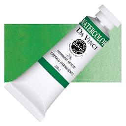 Da Vinci Artists' Permanent Watercolor - Emerald (Permanent), 37 ml tube and swatch