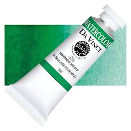 Da Vinci Artists' Permanent Watercolor - Phthalo Green (Yellow Shade), 37 ml tube and swatch