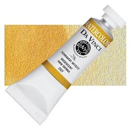Da Vinci Artists' Permanent Watercolor - Iridescent Raw Sienna, 15 ml tube and swatch