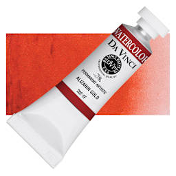 Da Vinci Artists' Permanent Watercolor - Alizarin Gold, 15 ml tube and swatch