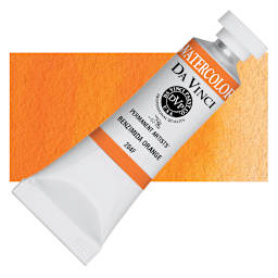 Da Vinci Artists' Permanent Watercolor - Benzimida Orange, 15 ml tube and swatch