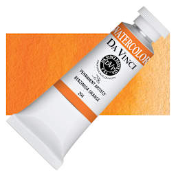 Da Vinci Artists' Permanent Watercolor - Benzimida Orange, 37 ml tube and swatch
