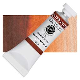 Da Vinci Artists' Permanent Watercolor - Burnt Sienna Deep, 15 ml tube and swatch