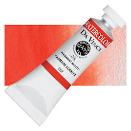 Da Vinci Artists' Permanent Watercolor - Cadmium Scarlet, 15 ml tube and swatch