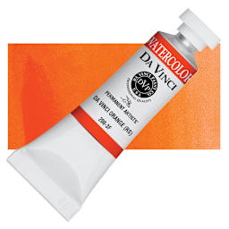 Da Vinci Artists' Permanent Watercolor - Da Vinci Orange, 15 ml tube and swatch