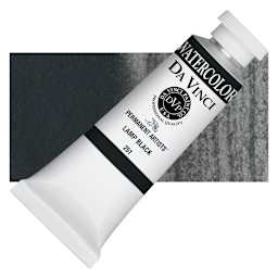 Da Vinci Artists' Permanent Watercolor - Lamp Black, 37 ml tube and swatch