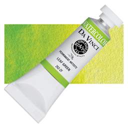 Da Vinci Artists' Permanent Watercolor - Leaf Green, 15 ml tube and swatch