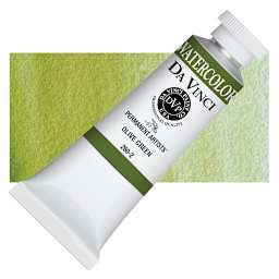 Da Vinci Artists' Permanent Watercolor - Olive Green, 37 ml tube and swatch
