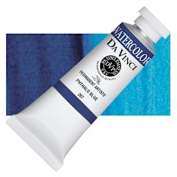 Da Vinci Artists' Permanent Watercolor - Phthalo Blue, 37 ml tube and swatch