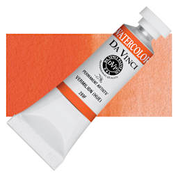 Da Vinci Artists' Permanent Watercolor - Vermilion Hue, 15 ml tube and swatch