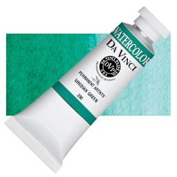 Da Vinci Artists' Permanent Watercolor - Viridian Green (CL), 37 ml tube and swatch
