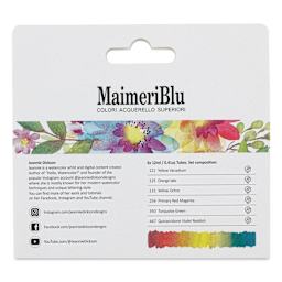 Maimeri Blu Artist Watercolor - Jeannie Dickson Artist Set of 6, 12 ml Tubes back of package